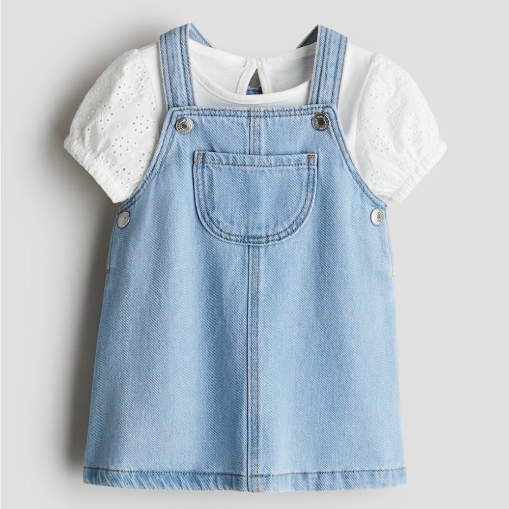 Light Blue Denim Overall Dress